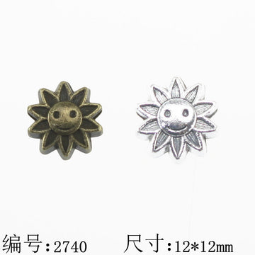 Smiling Sunflower Large Hole Alloy Bead in 3 Finishes