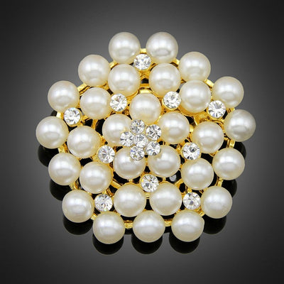 Front product view of the flower brooch pin in silver and black