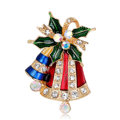 Front product view of the bell brooch pin in gold and red