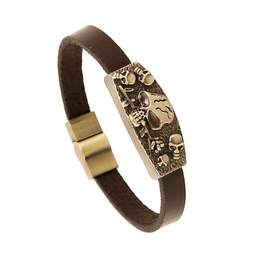 Punk Hell Skull Men's Antique Bronze Alloy Metal Cuff Bracelet Vintage Punk Jewelry Accessory Open Bangle