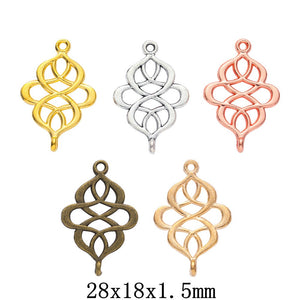 Zinc Alloy Chinese Knot Charm Pendant No.107915 for DIY Necklace Bracelet Jewelry Making