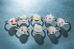 Korean Style Cute Emoji Smile Face Cartoon Ring, Creative Fashion Hand Jewelry
