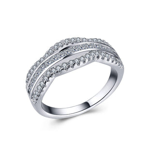 European Wave Mesh Micro Pave Ring Couple Christmas Wavy Pattern Personality Jewelry