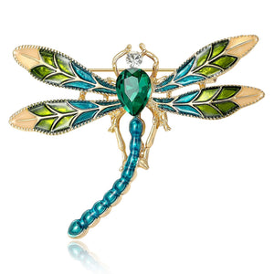 Alloy Crystal Enamel Dragonfly Brooch Pin For Fashion Clothing
