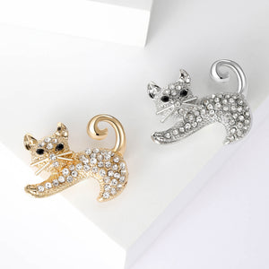 Alloy Cat Rhinestone Brooch Pin For Fashion Apparel Accessories