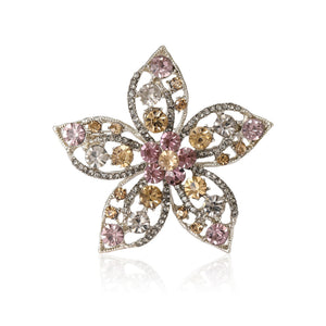 Alloy Rhinestone Flower Brooch For Women's Suits Coats And Apparel