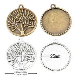 25mm Zinc Alloy Tree Of Life Charm Pendant for DIY Necklace Bracelet Jewelry Making