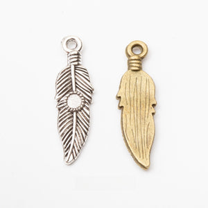 Zinc Alloy Feather Leaf Charm Pendant No.192175 for DIY Necklace Bracelet Jewelry Making