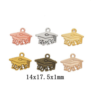 Zinc Alloy Graduation Cap Charm Pendant No.579329 for DIY Necklace Bracelet Jewelry Making