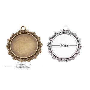 20mm Zinc Alloy Round Bezel Tray Charm Pendant No.333762 for DIY Necklace Bracelet Jewelry Making
