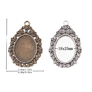 18x25mm Zinc Alloy Oval Cabochon Setting Charm Pendant for DIY Necklace Bracelet Jewelry Making