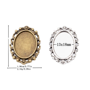 13x18mm Zinc Alloy Oval Bezel Charm Pendant for DIY Necklace Bracelet Jewelry Making