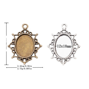 12x18mm Zinc Alloy Oval Bezel Setting Charm Pendant for DIY Necklace Bracelet Jewelry Making