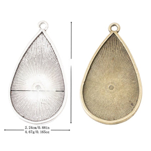 20x35mm Zinc Alloy Teardrop Cabochon Tray Charm Pendant for DIY Necklace Bracelet Jewelry Making