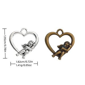 Zinc Alloy Heart Angel Charm Pendant for DIY Necklace Bracelet Jewelry Making
