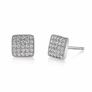 Fashion Minimalist Korean Style Square Copper Stud Earrings With Micro Paved Zircon For Women
