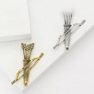 Alloy Rhinestone Bow And Arrow Brooch Pin For Suits