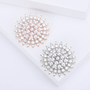 Alloy Pearl Rhinestone Sunflower Brooch Pin For Fashion Clothing Accessories