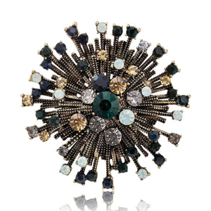 Metal Alloy Rhinestone Firework Brooch Pin For Suit And Coat Decor