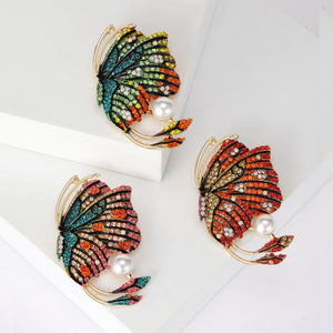 Alloy Enamel Pearl Vintage Brooch Pin For Evening Dress Decoration