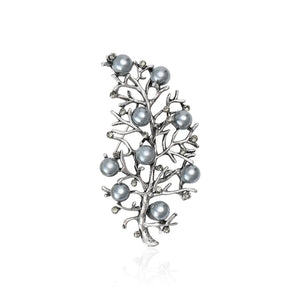 Alloy Faux Pearl Flower Brooch Pin For Suits And Coats