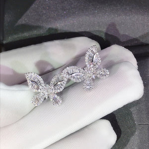 Fashion Butterfly Zircon Stud Earrings For Women, Korean Style Elegant Rhinestone Ear Jewelry