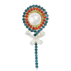 Alloy Rhinestone Lollipop Brooch For Women Shirt And Suit