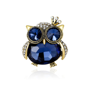 Alloy Crystal Rhinestone Crown Owl Brooch Pin For Men's Apparel