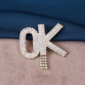 Alloy OK Letter Brooch Minimalist Fashion Women Lapel Pin
