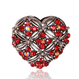Rhinestone Alloy Heart Brooch Pin For Elegant Coat Decoration