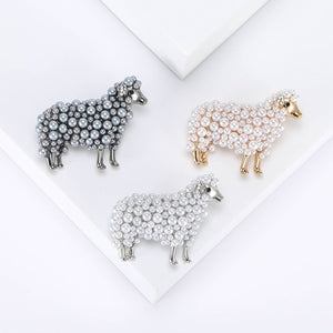 Alloy Pearl Sheep Brooch Pin For Cute Animal Apparel Decoration