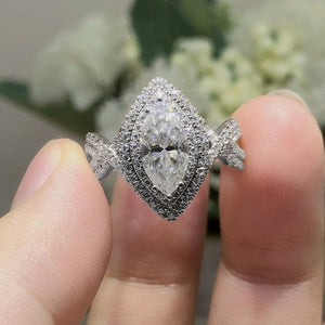 Creative Marquise Zircon Ring For Women White Crystal Engagement Fashion Hand Jewelry