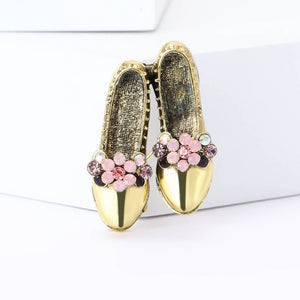 Vintage Alloy Plated Shoe Brooch Pin For Women Coats