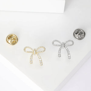 Alloy Bow Lapel Pin With Elegant Korean Style For Commuter Outfits Brooch
