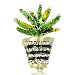 Alloy Enamel Mini Cactus Brooch Pin For Clothing Accessories