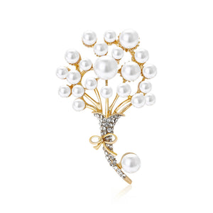Alloy Pearl Bouquet Brooch Pin For Elegant Dress Suits