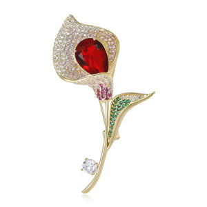 Alloy Zircon Tulip Brooch Pin For Elegant Coat Decoration