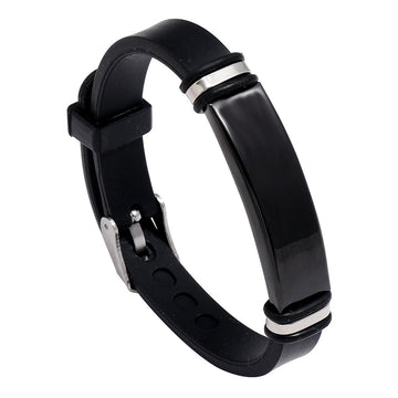 Men's Plain Stainless Steel Silicone Bracelet Creative Fashion Bangle Wristband Jewelry