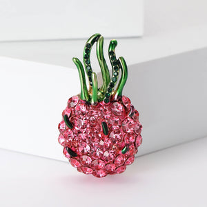 Alloy Rhinestone Dragon Fruit Brooch For Cute Women's Clothing Decor