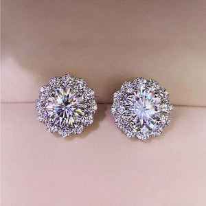 Creative Sunflower Zircon Stud Earrings For Women, Diamond Inlaid Fashion Jewelry