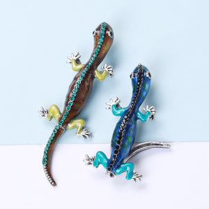 Alloy Enamel Gecko Brooch Pin For Trendy Apparel Decoration