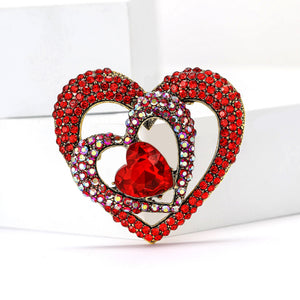 Alloy Rhinestone Hollow Heart Brooch Pin For Suits And Sweaters