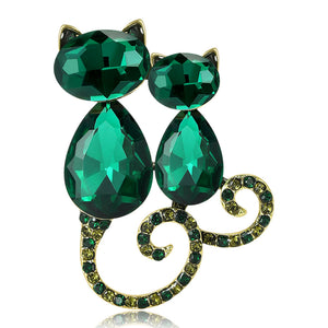 Alloy Rhinestone Cat Brooch Pin For Cute Clothing Decoration