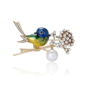 Alloy Enamel Rhinestone Bird Brooch Pin For Suit Decoration