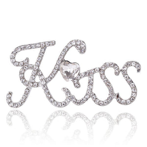 Alloy Rhinestone Letter Brooch Pin For Cute Clothing Decoration