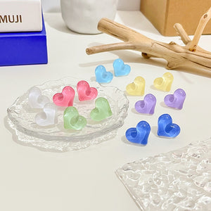 Cute Candy Color Translucent Acrylic Heart Studs Sweet Minimalist Women Fashion Earrings