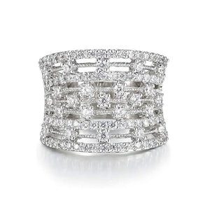 Copper Full Pave Cubic Zirconia Hollow Band Ring For Men And Women Jewelry