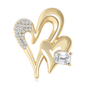 Alloy Rhinestone Heart Brooch Pin For Women's Blazer And Coat