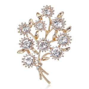 Alloy Rhinestone Bouquet Brooch Pin For Elegant Plant Accessories