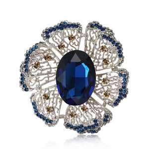 Alloy Glass Flower Brooch With Gold Tone For Women's Apparel